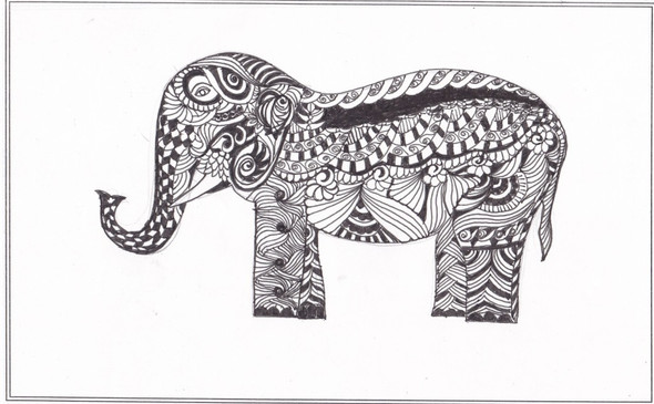 Elephant  (ART_2475_18612) - Handpainted Art Painting - 8in X 11in