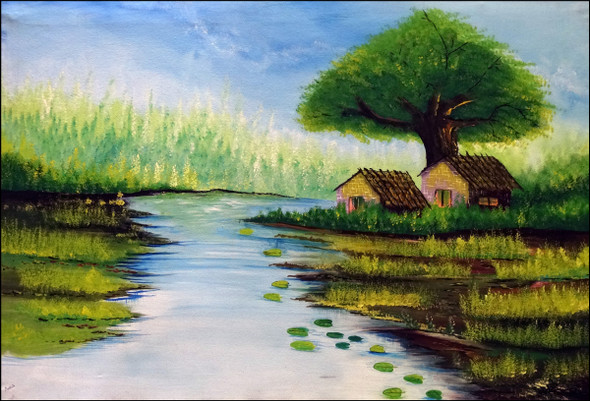 The country side (ART_2580_18998) - Handpainted Art Painting - 34in X 24in