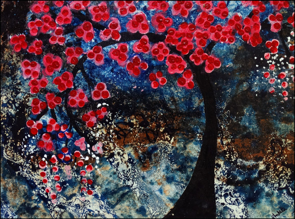 The blooming tree (ART_2580_18970) - Handpainted Art Painting - 22in X 16in