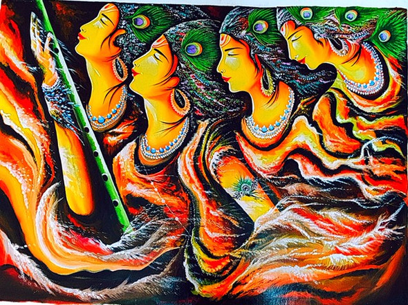 Krishna avtar (ART_2580_19016) - Handpainted Art Painting - 45in X 33in