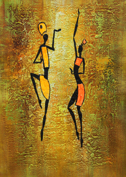 African art 08 (ART_1522_19911) - Handpainted Art Painting - 12in X 18in