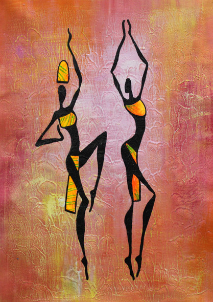 African Art 05 (ART_1522_19908) - Handpainted Art Painting - 12in X 18in