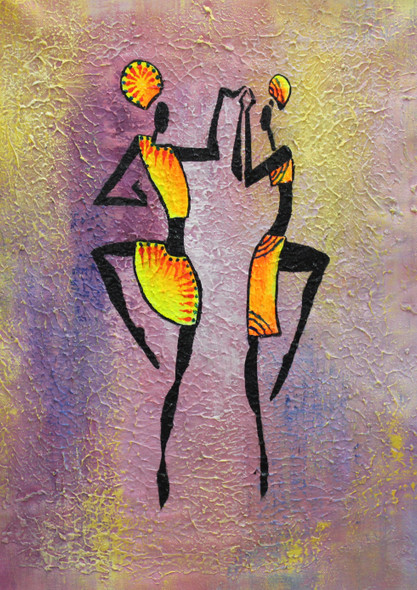 African art 03 (ART_1522_19906) - Handpainted Art Painting - 12in X 18in