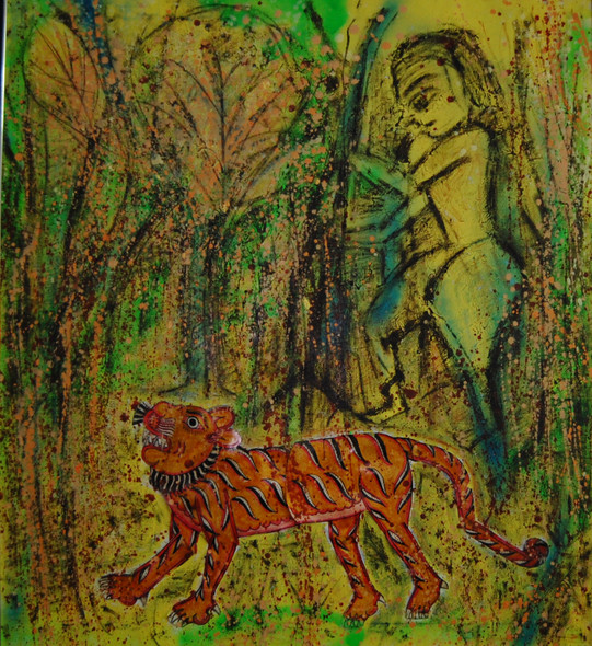 THE HUNTER (ART_2860_20087) - Handpainted Art Painting - 36in X 40in