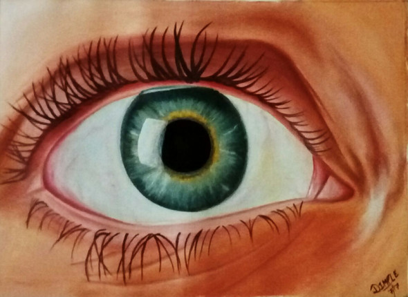 A Realistic Human Eye  (ART_1533_20259) - Handpainted Art Painting - 16in X 12in
