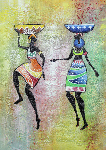 African Art 10 (ART_1522_19913) - Handpainted Art Painting - 12in X 18in