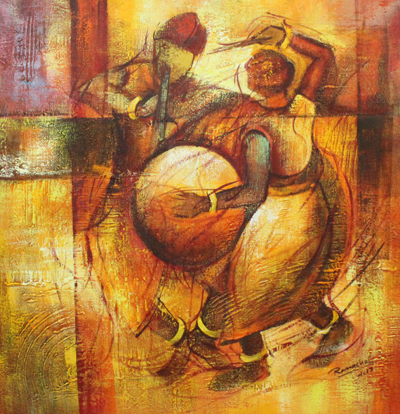 Indian Musical Art 04 (ART_1522_20746) - Handpainted Art Painting - 24 in X 24in