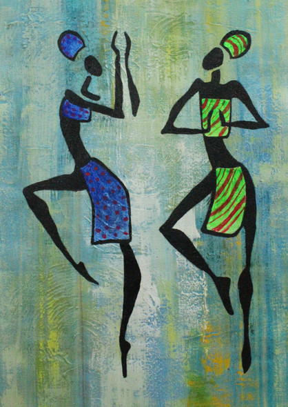 African Art 18 (ART_1522_21722) - Handpainted Art Painting - 12in X 18in