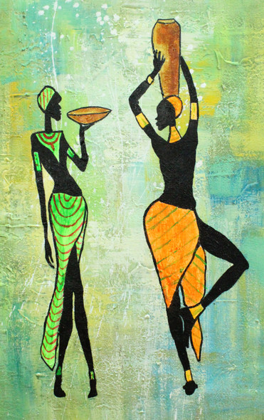 African Art 16 (ART_1522_21712) - Handpainted Art Painting - 12in X 18in