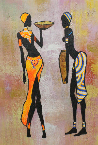 African Art 13 (ART_1522_21709) - Handpainted Art Painting - 12in X 18in