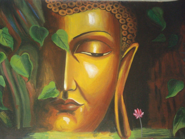 Buddha  (ART_3284_21904) - Handpainted Art Painting - 22in X 18in