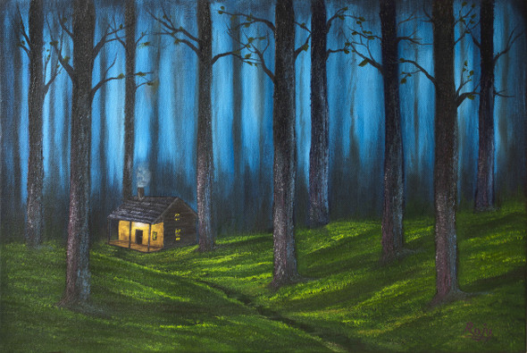 Cold Night (ART_1302_22030) - Handpainted Art Painting - 16in X 12in