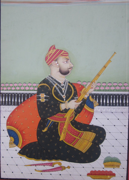 Rajput raja (ART_3316_22173) - Handpainted Art Painting - 7in X 10in