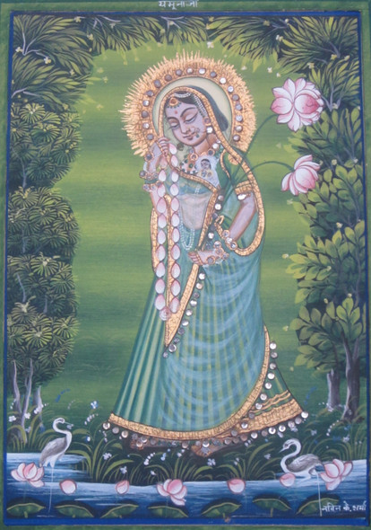 Radha (ART_3316_22169) - Handpainted Art Painting - 6in X 9in