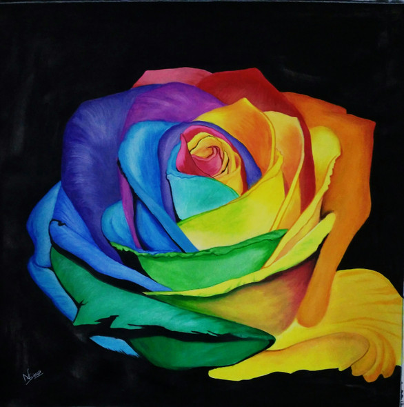 Beautiful Rose (ART_2819_22493) - Handpainted Art Painting - 21in X 21in