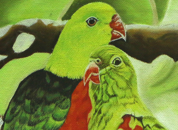 Parrots (ART_3570_23192) - Handpainted Art Painting - 6in X 4in