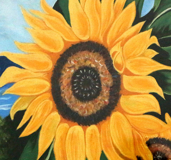 Sunflower (ART_3570_23364) - Handpainted Art Painting - 5in X 5in