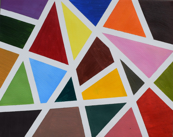 Geometric multicolor artwork (ART_3633_23412) - Handpainted Art Painting - 20in X 16in