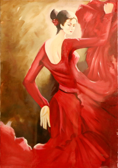 MODERN LADY (ART_3570_23575) - Handpainted Art Painting - 10in X 14in