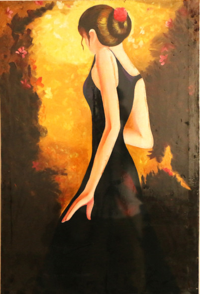 MODERN LADY (ART_3570_23565) - Handpainted Art Painting - 10in X 14in