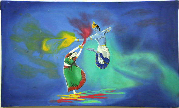 RADHA KRISHNA (ART_3570_23563) - Handpainted Art Painting - 14in X 8in