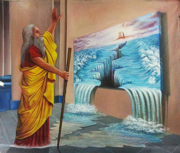 Moses- Religious painting (ART_3126_21033) - Handpainted Art Painting - 60in X 50in