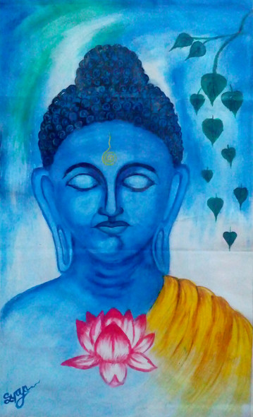 Lord Buddha (ART_3389_23952) - Handpainted Art Painting - 28in X 16in