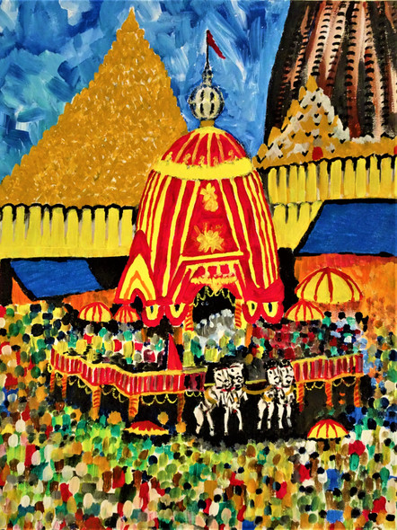 RATHYATRA (ART_3200_21648) - Handpainted Art Painting - 16in X 20in