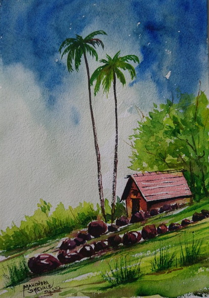 Buy Rainy Nature - Watercolor Landscape Painting Online | Fizdi