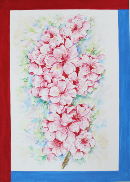 Cherry Blossom Bunch (ART_3736_24450) - Handpainted Art Painting - 12in X 16in