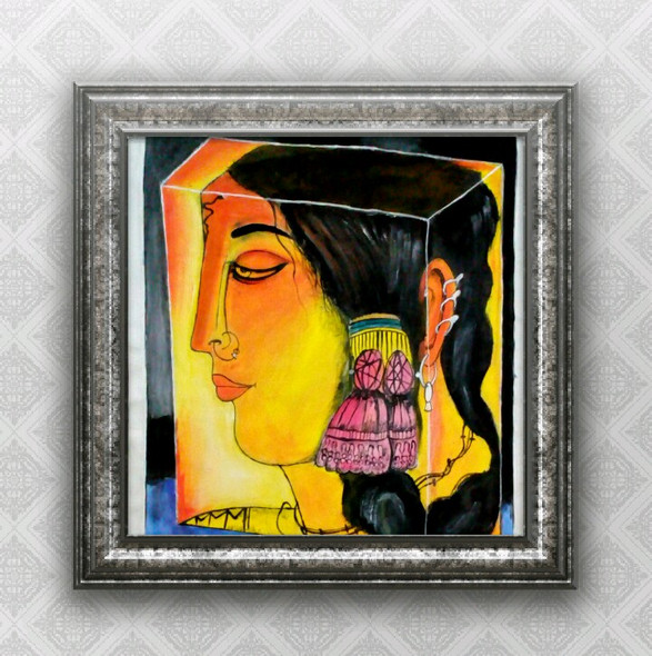 Girl (ART_3389_24872) - Handpainted Art Painting - 18in X 22in