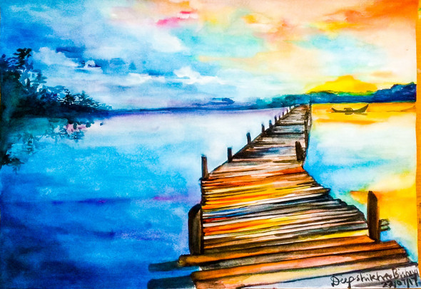 Scenery (ART_4099_25472) - Handpainted Art Painting - 17in X 12in