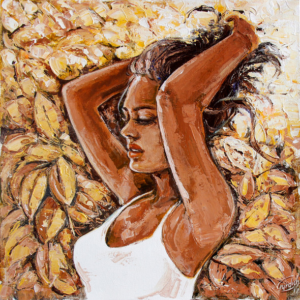 The Beautiful Girl (ART_2571_26677) - Handpainted Art Painting - 18in X 18in