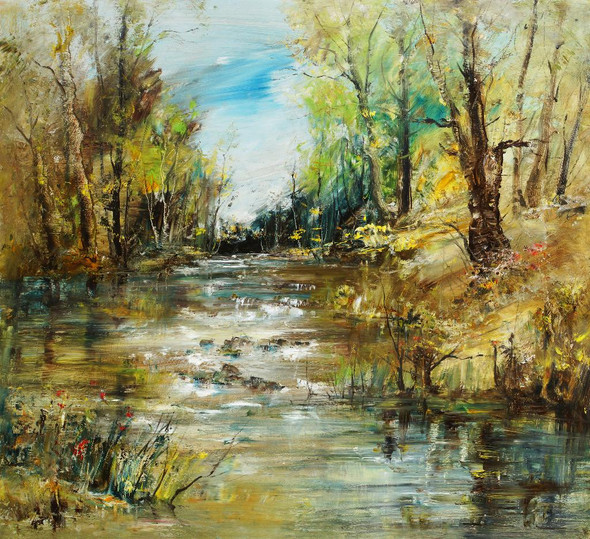 Trees By The River (PRT_171) - Canvas Art Print - 23in X 21in