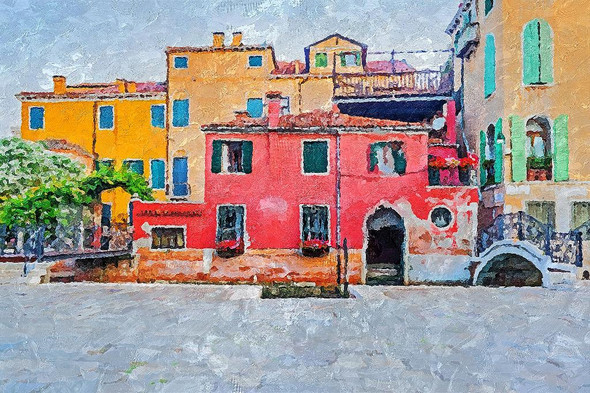 Buildings In Venice (PRT_178) - Canvas Art Print - 23in X 16in