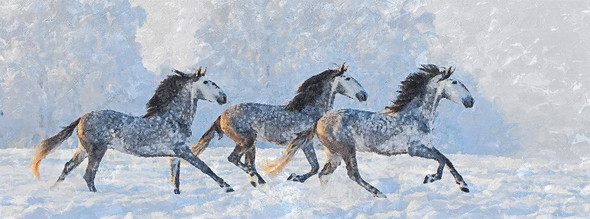 Herd Of Horses (PRT_205) - Canvas Art Print - 46in X 17in