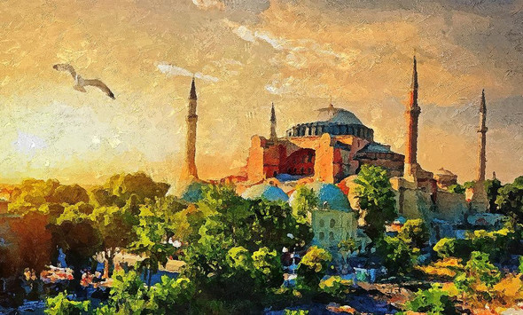 Hagia Sophia (PRT_206) - Canvas Art Print - 25in X 15in