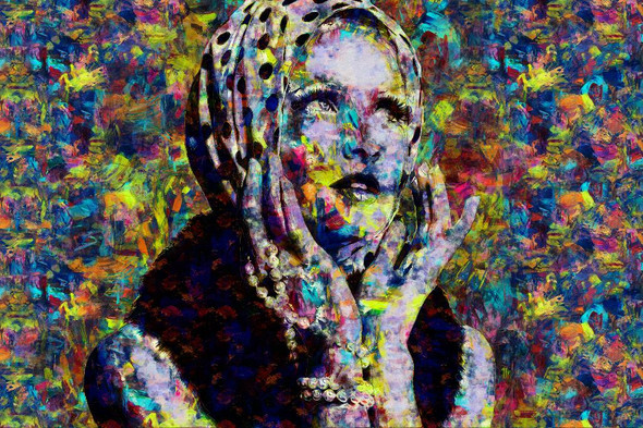 Lady With Scarf (PRT_255) - Canvas Art Print - 31in X 21in