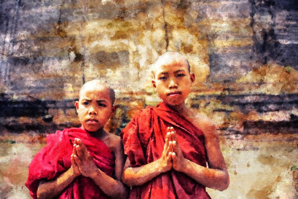 Boy Monk (PRT_307) - Canvas Art Print - 32in X 21in