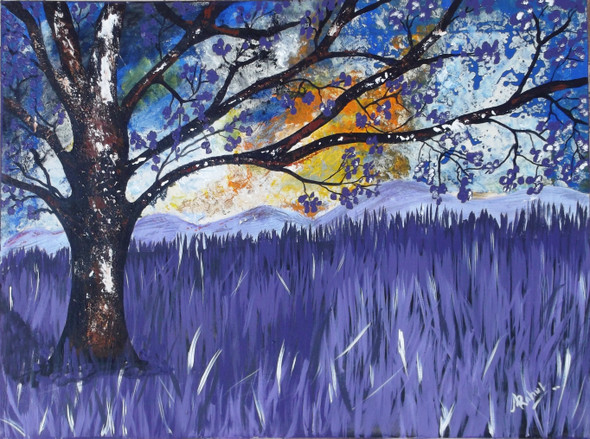 A Big Tree (ART_396_13833) - Handpainted Art Painting - 24in X 18in