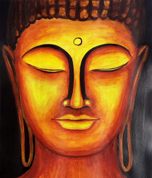 Bhudda (ART_4505_27447) - Handpainted Art Painting - 11in X 13in