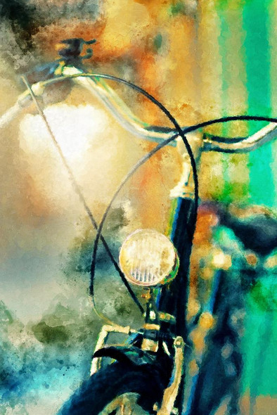 Bicycle With Head Lamp (PRT_387) - Canvas Art Print - 21in X 32in