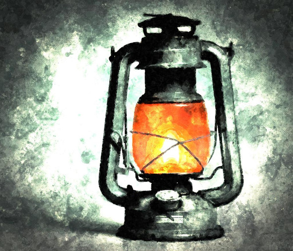 Kerosene Lamp (PRT_389) - Canvas Art Print - 25in X 21in