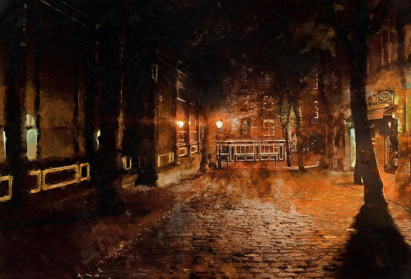 Night At Street (PRT_396) - Canvas Art Print - 31in X 21in
