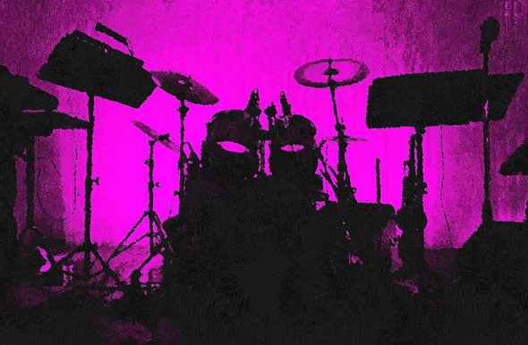 Drum In Silhouette With No Musician (PRT_410) - Canvas Art Print - 32in X 21in