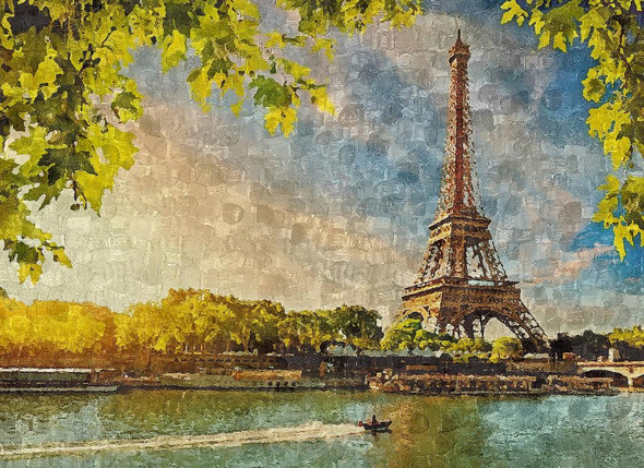 Sunset Over Paris (PRT_421) - Canvas Art Print - 29in X 21in