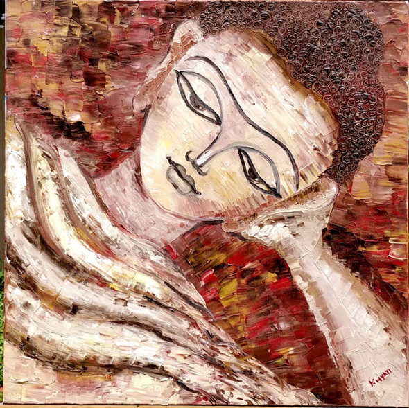 At Rest (ART_4550_27576) - Handpainted Art Painting - 18in X 18in