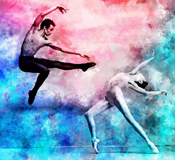 Couple Of Ballet Dancers (PRT_429) - Canvas Art Print - 23in X 21in