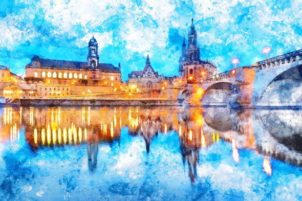 Downtown Dresden (PRT_435) - Canvas Art Print - 32in X 21in