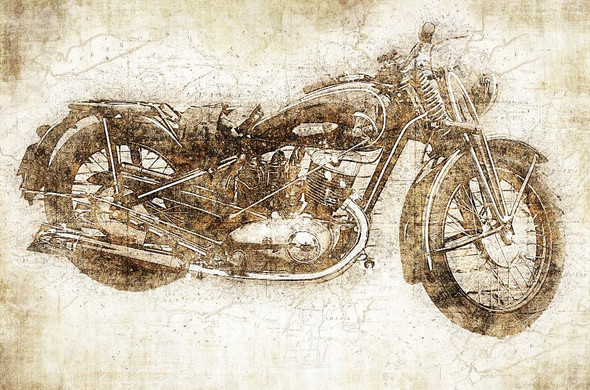 Vintage Motorcycle (PRT_441) - Canvas Art Print - 32in X 21in